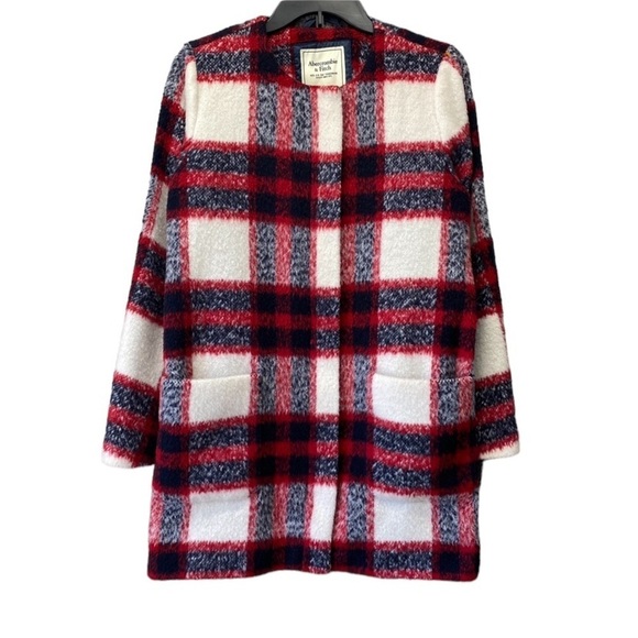 Abercrombie & Fitch Plaid Heritage Wool Jacket Longline Coat Sz S - Picture 1 of 11